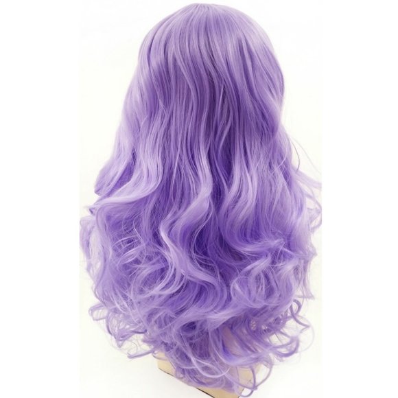 Light Purple Color Wavy Wig with Bangs 17\